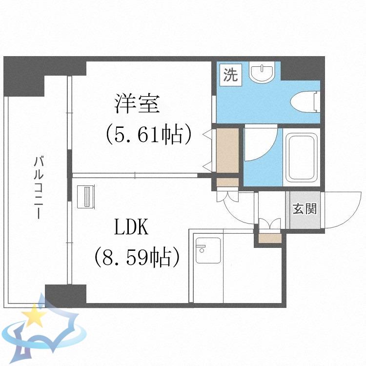 プライマル札幌北4条(1LDK/11階)の間取り写真
