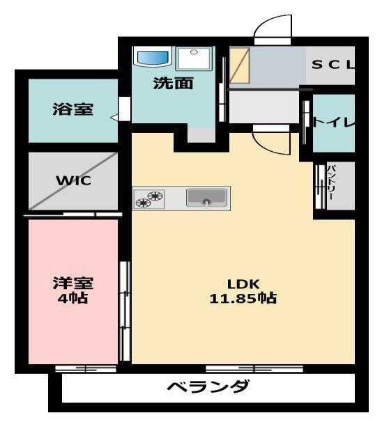 ル・リオンクリーク(1LDK/3階)の間取り写真