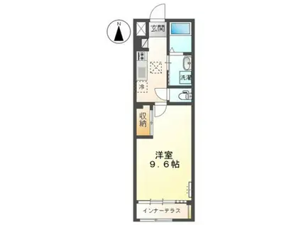 シェルルユーロピュア清輝本町(1K/1階)の間取り写真