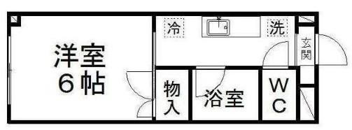 ピースフル宮千代(1K/2階)の間取り写真
