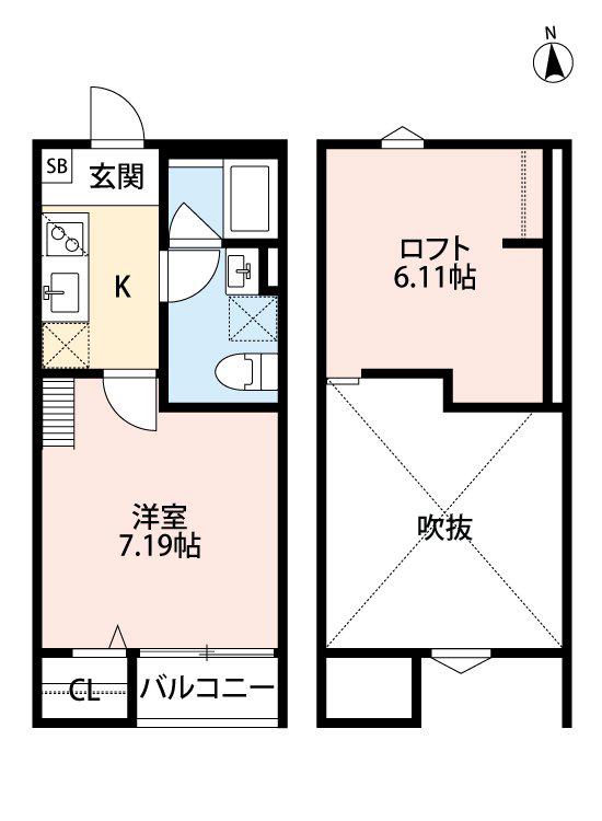 コンフォータス(1K/2階)の間取り写真