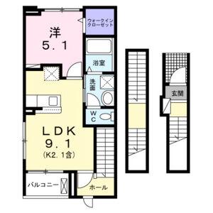ブリュームI(1LDK/3階)の間取り写真
