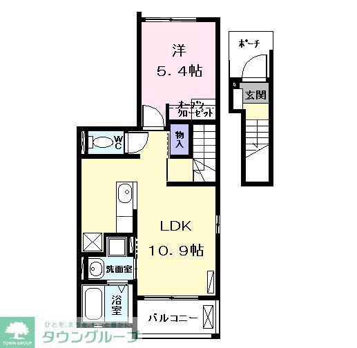 コズミックプレイス(1LDK/2階)の間取り写真