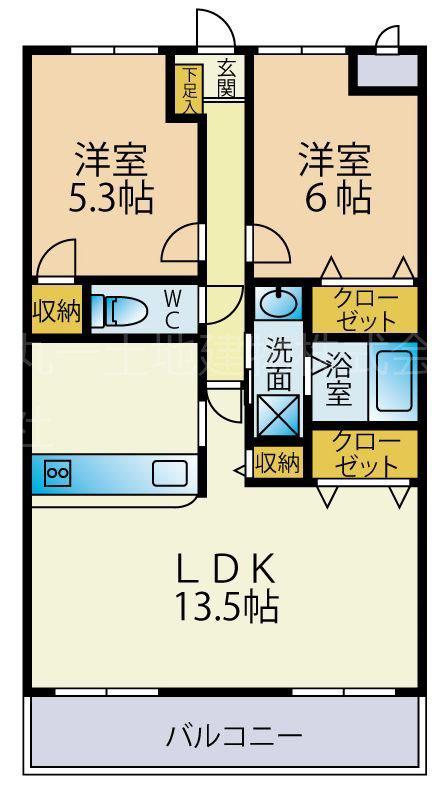 プライムスクエア野村(2LDK/2階)の間取り写真