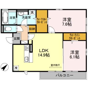 リンガ フランカ(2LDK/2階)の間取り写真