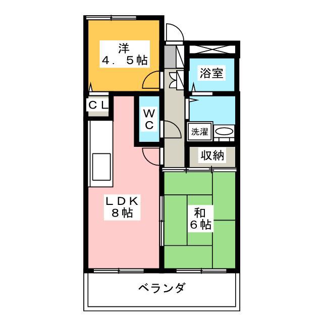 パールビルくぼた(2LDK/1階)の間取り写真