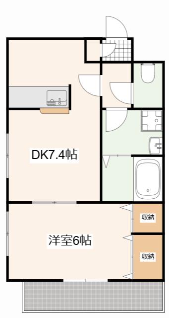 CREA雄徳山(1DK/2階)の間取り写真