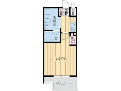 レジディア谷町(1K/14階)の間取り写真