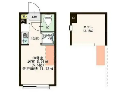 ラフォーレ中板橋(ワンルーム/2階)の間取り写真