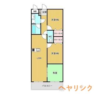 ロックガーデン北棟(3LDK/1階)の間取り写真