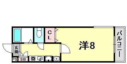 ステラハウスⅤ(1K/1階)の間取り写真
