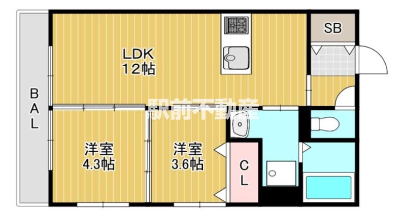 THE NOBLSE 筑紫(2LDK/2階)の間取り写真