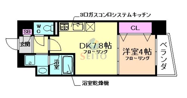 RESIDENCE 南桜塚(1DK/4階)の間取り写真