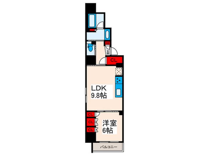 プラウドフラット文京千駄木(1LDK/14階)の間取り写真