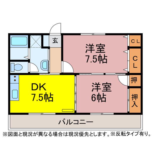 コーポ野口(2DK/2階)の間取り写真