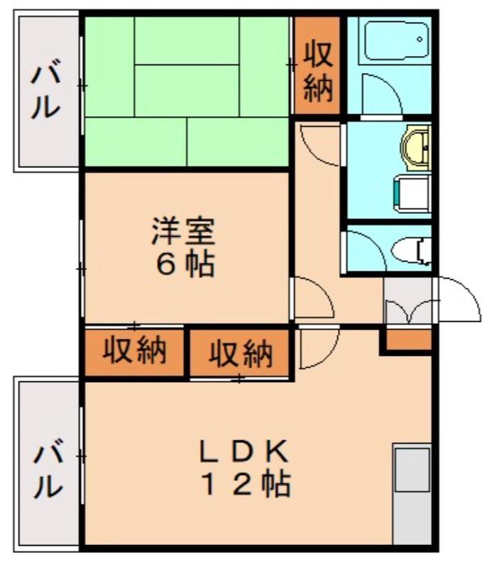 林ビル(2LDK/6階)の間取り写真