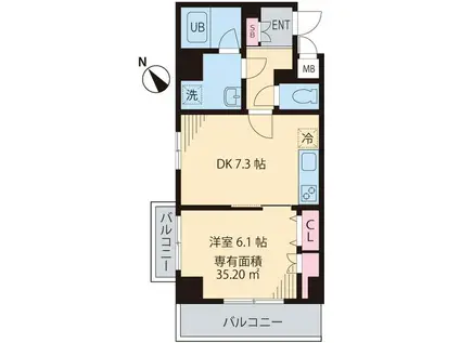 メゾン ド リヴェール(1DK/3階)の間取り写真