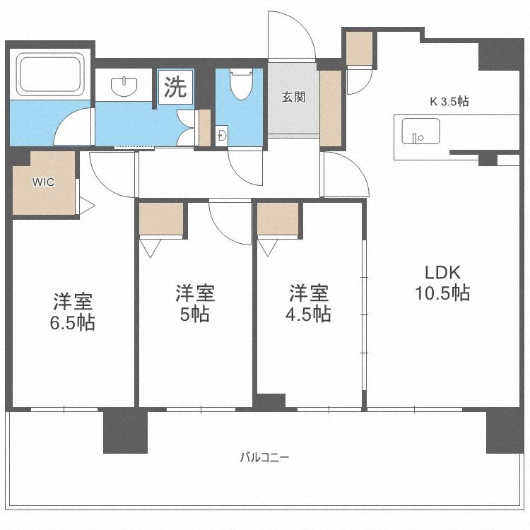 ライオンズ南平岸ディアレジェンド(3LDK/4階)の間取り写真