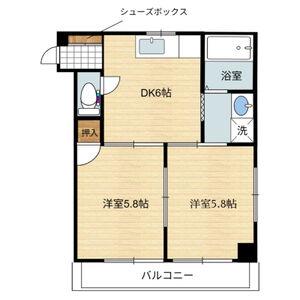 ハイツ東陽(2DK/3階)の間取り写真