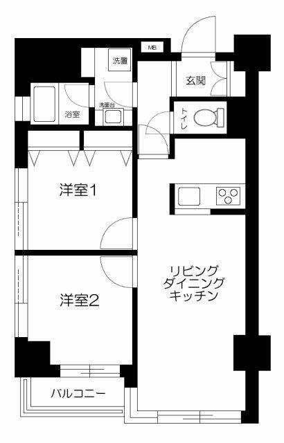 ツインパレス(2LDK/4階)の間取り写真