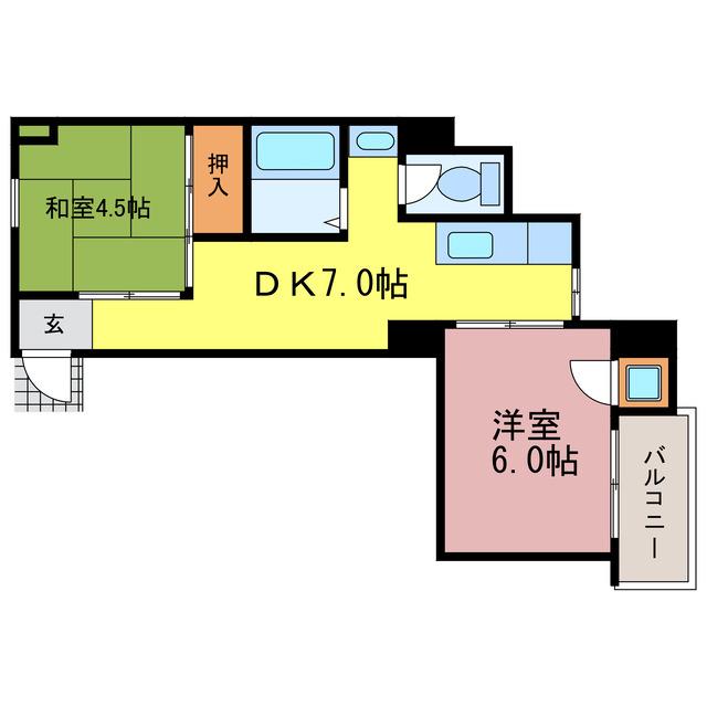 レークハイツ瀬田(2DK/5階)の間取り写真