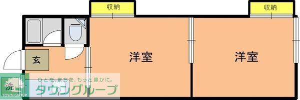 藤金ハイツ(2K/2階)の間取り写真