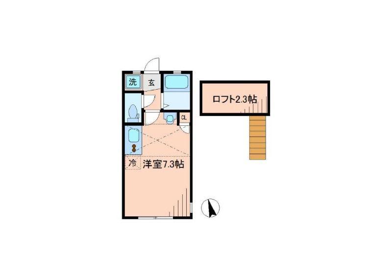 シモンズホール(ワンルーム/2階)の間取り写真