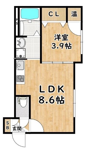 GRANDIR三津屋中(1LDK/2階)の間取り写真