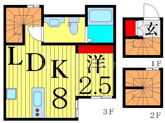 ALLEY HOUSE(1LDK/3階)の間取り写真
