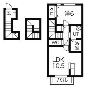 スカイシティヤハバ A(1LDK/3階)の間取り写真