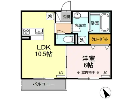 オンブラージュ・マロニエ(1LDK/3階)の間取り写真