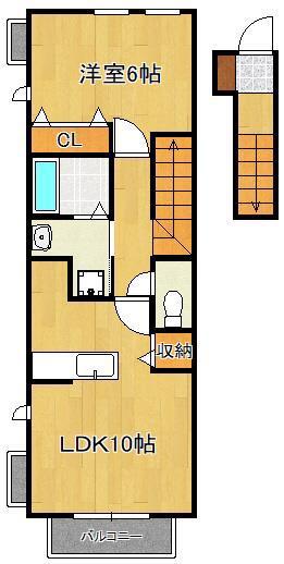 プリムローズ徳力新町A(1LDK/2階)の間取り写真