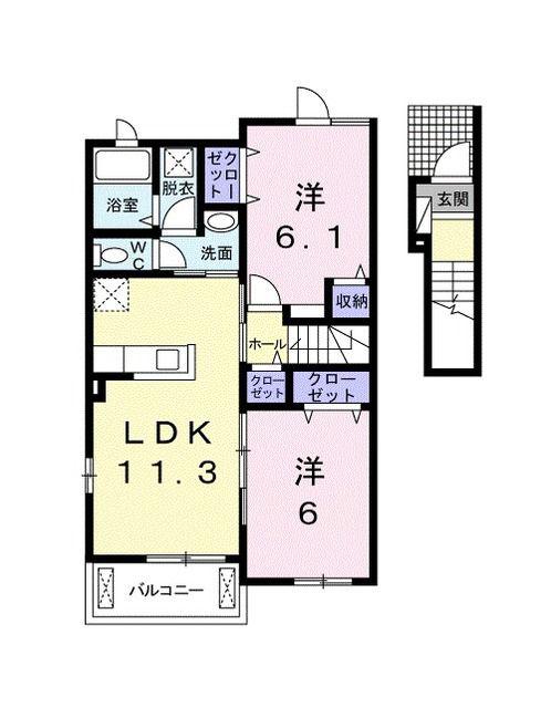 ルーク I(2LDK/2階)の間取り写真