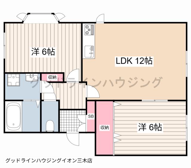 ローズガーデン(2LDK/2階)の間取り写真