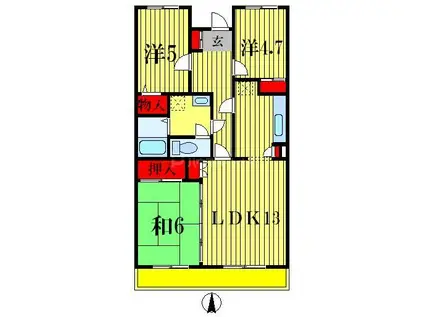 クリスタルシティ(3LDK/3階)の間取り写真