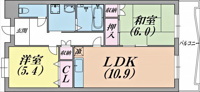 ガーデンコート楠ヶ丘(2LDK/4階)の間取り写真