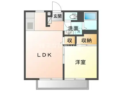 加藤ハイツ B棟(1LDK/1階)の間取り写真