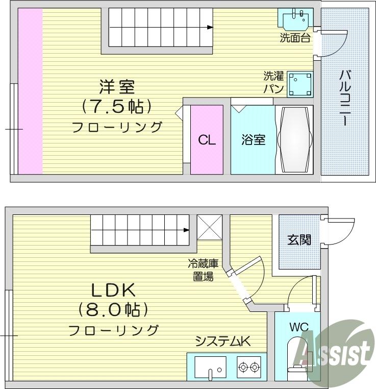 Jハウス(1LDK/1階)の間取り写真