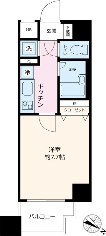 パレステュディオ池袋駅前(1K/14階)の間取り写真