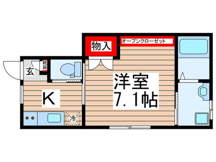 R-TWO(1K/1階)の間取り写真