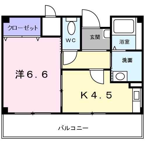 メルヴェール(1K/2階)の間取り写真