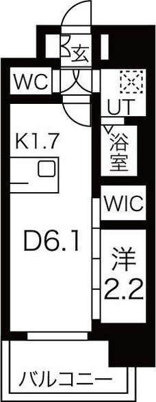 メイクスWアート上前津V(1DK/14階)の間取り写真