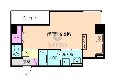 リバーコート(ワンルーム/8階)の間取り写真