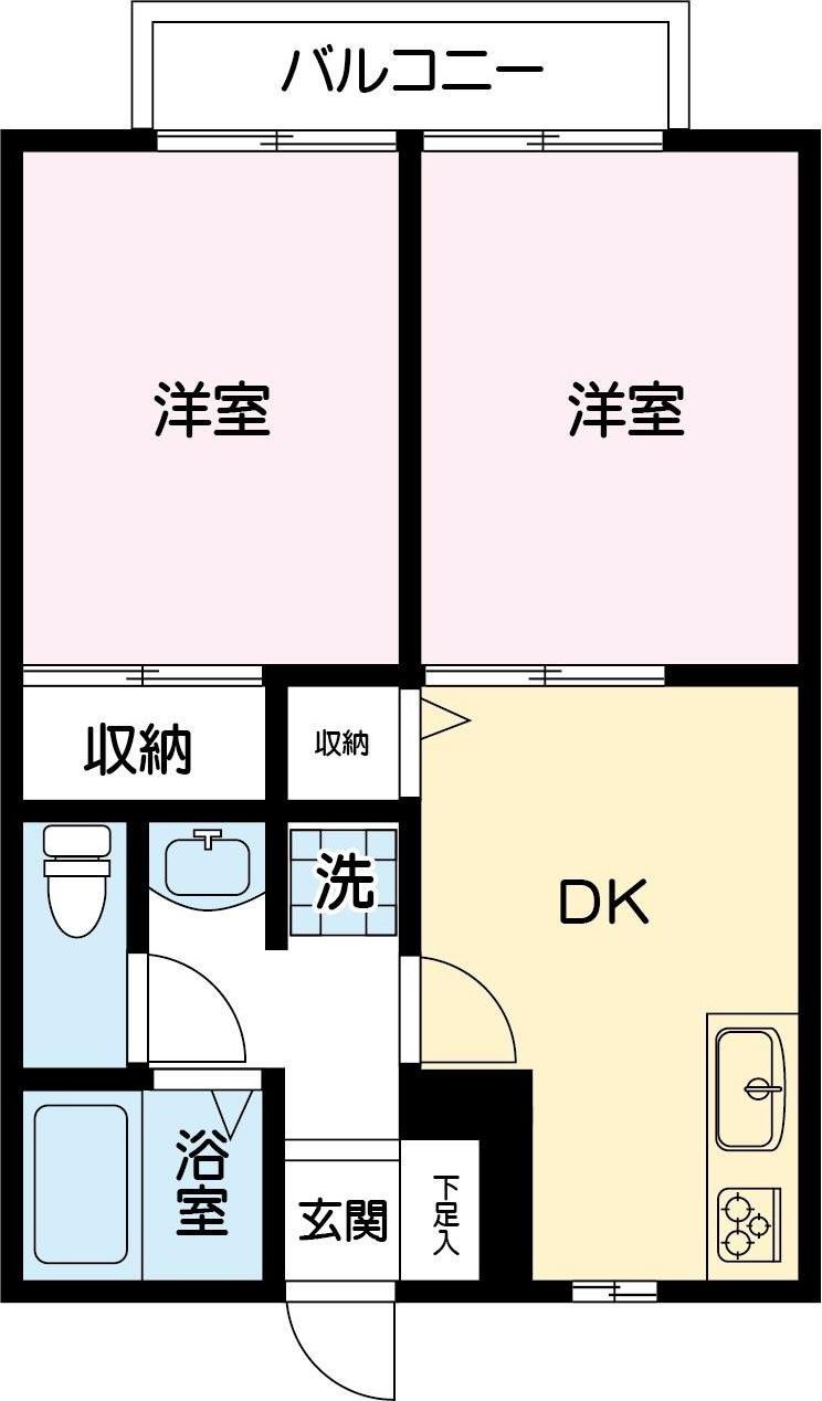 ドミール高橋A(2DK/2階)の間取り写真
