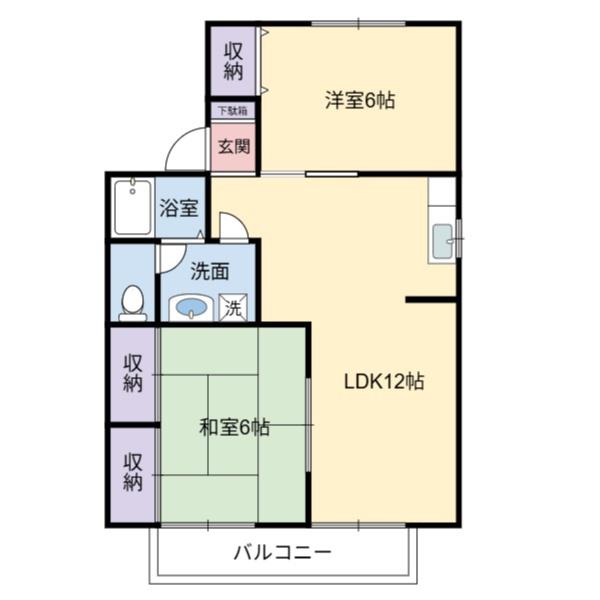リバーサイド加納B棟(2LDK/2階)の間取り写真