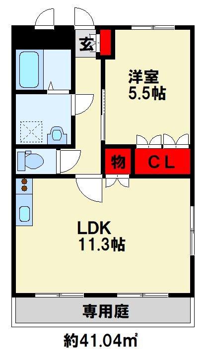 グランチェスタフォンティーヌ(1LDK/1階)の間取り写真