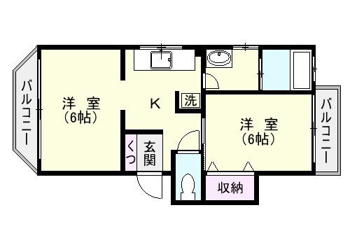 南林寺ハイツ(2K/4階)の間取り写真