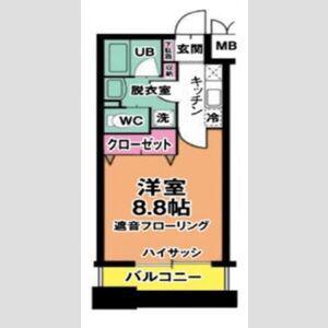 リビングステージ木町通(1K/3階)の間取り写真