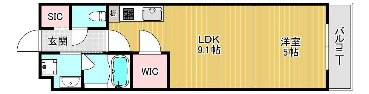 ESTAGEO太子橋(1LDK/3階)の間取り写真