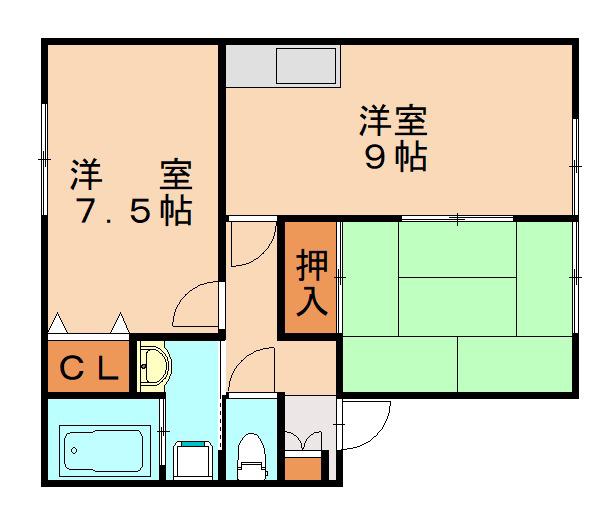 ハイツ新町(2LDK/1階)の間取り写真